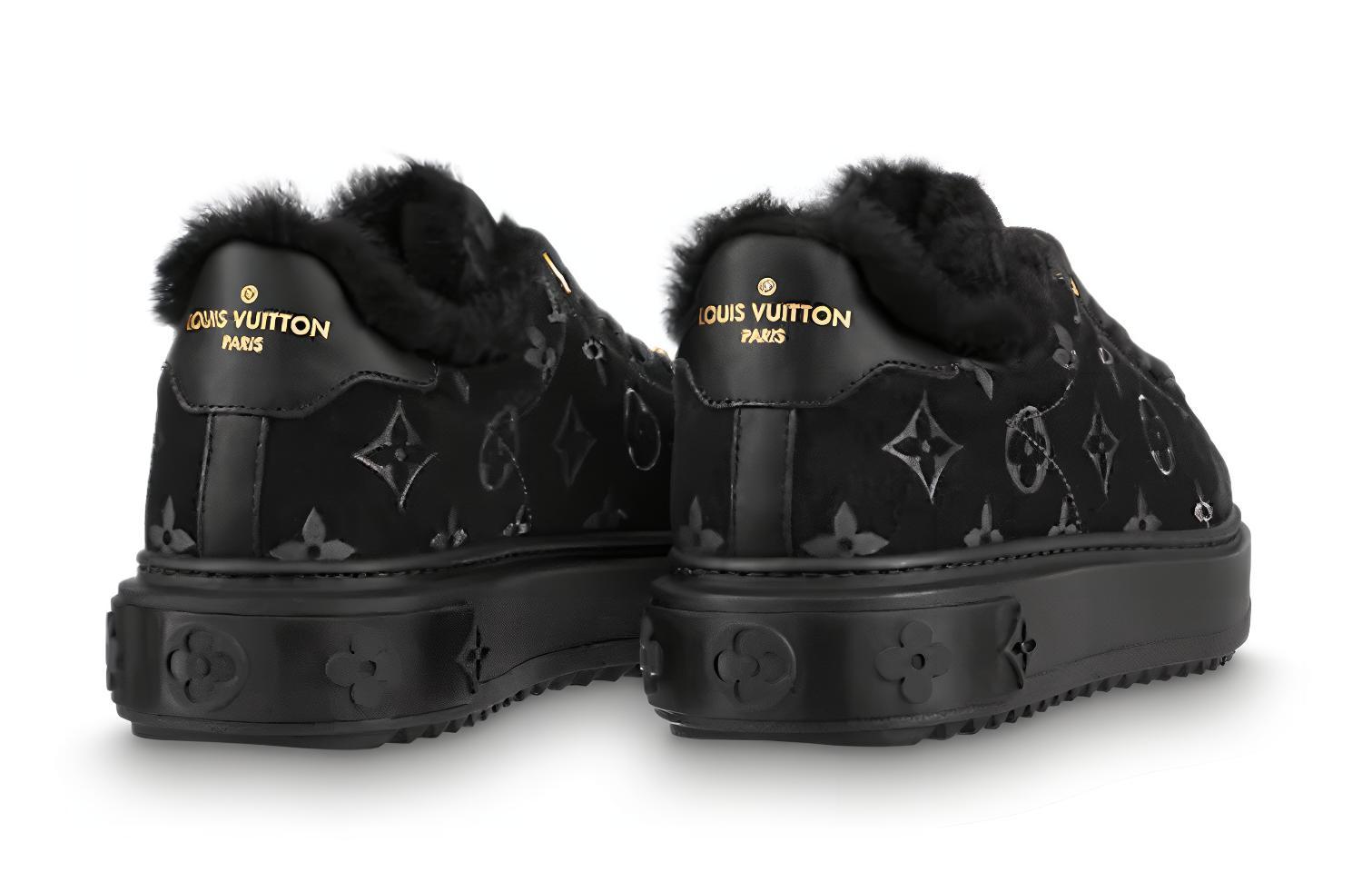 Shop (W) Sneakers Louis Vuitton Time Out Shearling 'Black Monogram with Gold' 1A95KN