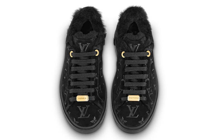 Purchase (W) Sneakers Louis Vuitton Time Out Shearling 'Black Monogram with Gold' 1A95KN
