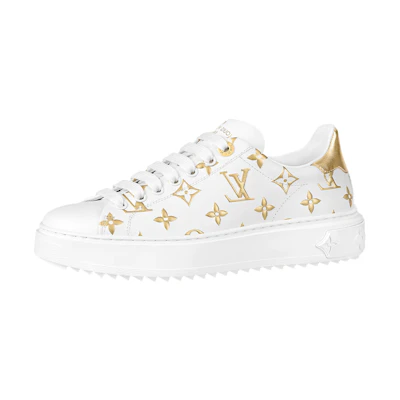 (W) LV Time Out Sneakers 'White with Gold Monogram'