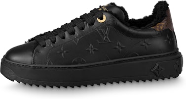 (Women) Louis Vuitton Time Out Sneakers 'Black Monogram with Shearling' 1AAE04 (Women) Louis Vuitton Time Out Sneakers 'Black Monogram with Shearling' 1AAE04
