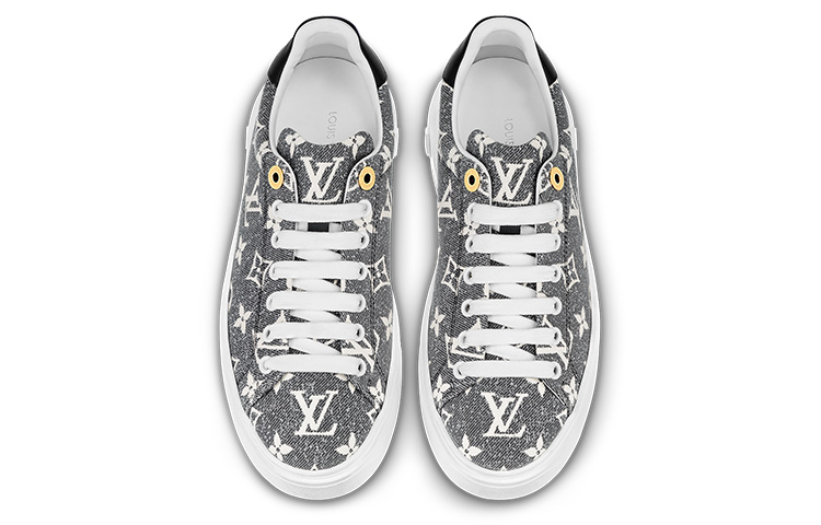 Shop LOUIS VUITTON Time Out 系帶 低筒 時髦板鞋 女款 灰白