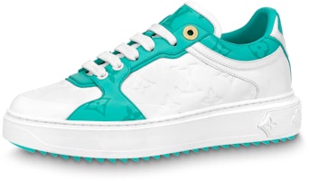 (Women) Louis Vuitton Time Out Sneakers 'White and Teal Monogram' 1AB349 (Women) Louis Vuitton Time Out Sneakers 'White and Teal Monogram' 1AB349