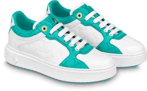 (W) Louis Vuitton Time Out Sneakers 'Putih dan Teal Monogram' 1AB349 Lookbook (W) Louis Vuitton Time Out Sneakers 'Putih dan Teal Monogram' 1AB349