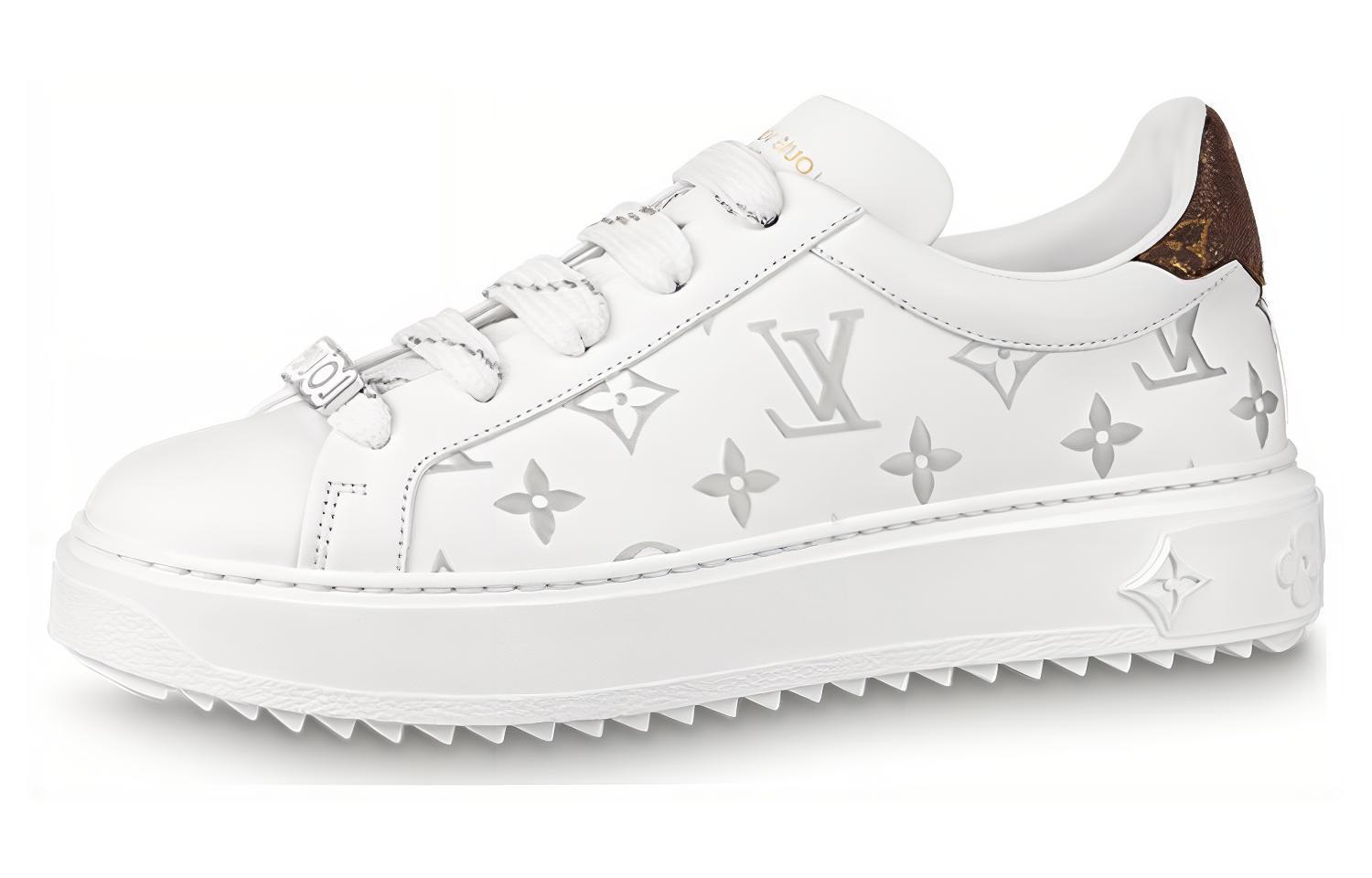 (Women) Louis Vuitton Time Out Sneakers 'White with Silver Monogram' 1AAJTY