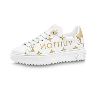 (W) LV Time Out Sneakers 'White with Gold Monogram'
