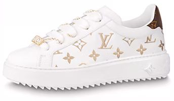 (Women) Louis Vuitton Time Out Sneakers 'White with Gold Monogram' 1A9HAV (Women) Louis Vuitton Time Out Sneakers 'White with Gold Monogram' 1A9HAV