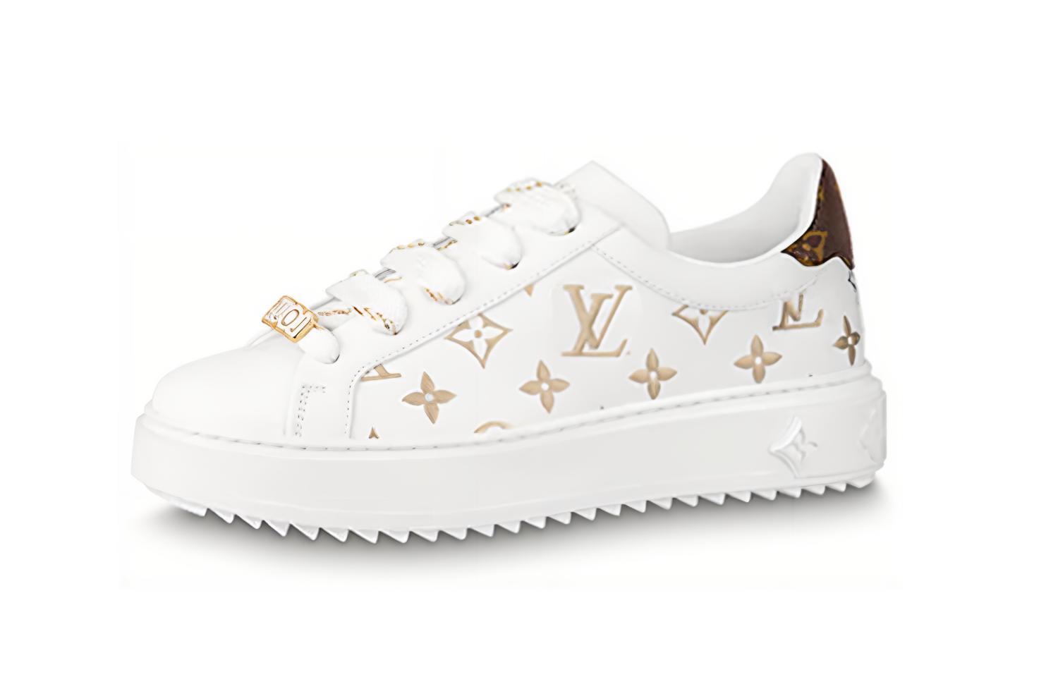 (Women) Louis Vuitton Time Out Sneakers 'White with Gold Monogram' 1A9HAV