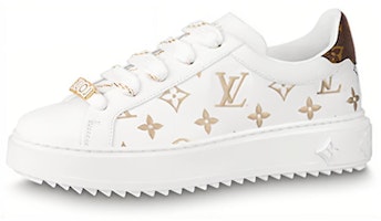 (Women) Louis Vuitton Time Out Sneakers 'White with Gold Monogram' 1A9HAV (Women) Louis Vuitton Time Out Sneakers 'White with Gold Monogram' 1A9HAV