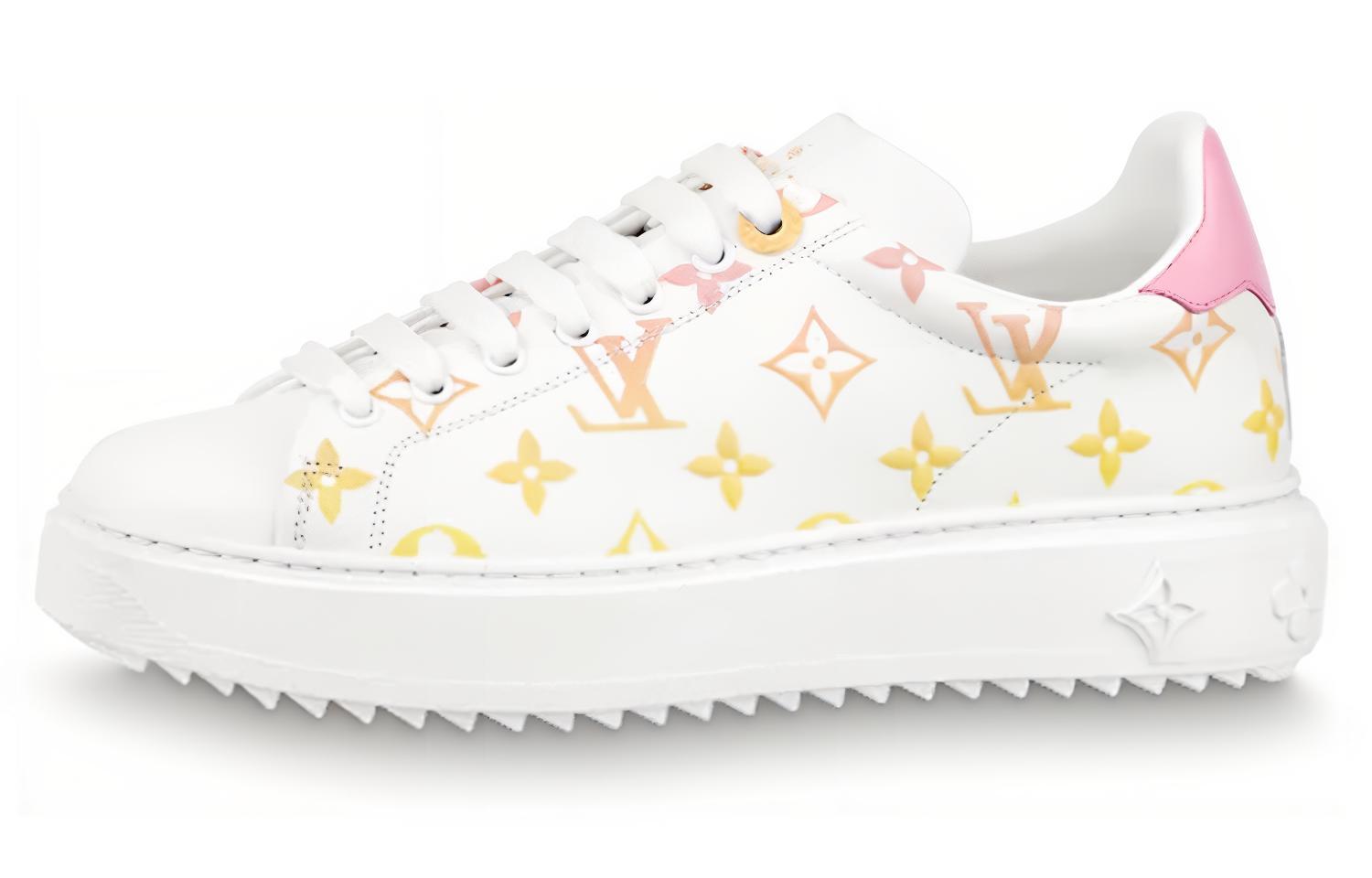 (Women) Louis Vuitton Time Out Sneakers 'White with Orange Ombre Monogram' 1A8SZG