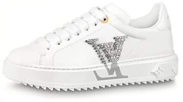 (Women) Louis Vuitton Time Out Sneakers 'White with Large Crystal Side Logo' 1A9Q2E (Women) Louis Vuitton Time Out Sneakers 'White with Large Crystal Side Logo' 1A9Q2E