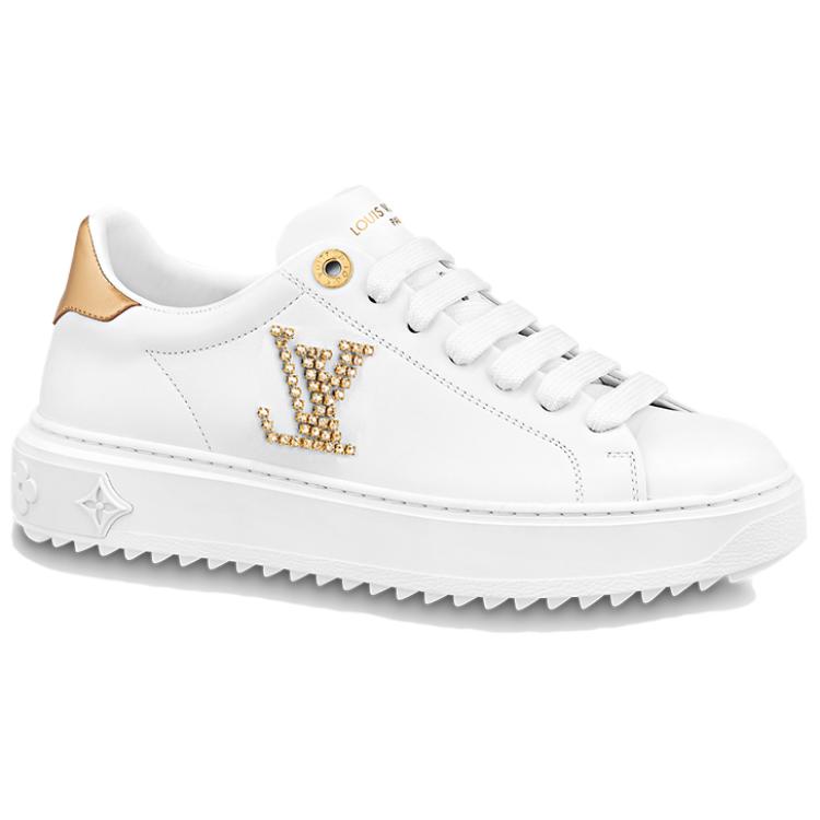(W) LV Time Out Sneakers 'White with Gold Rhinestone Logo' 圖 2