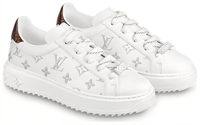 (W) Louis Vuitton Time Out Sneakers 'Putih dengan Monogram Perak' 1AAJTY Lookbook (W) Louis Vuitton Time Out Sneakers 'Putih dengan Monogram Perak' 1AAJTY