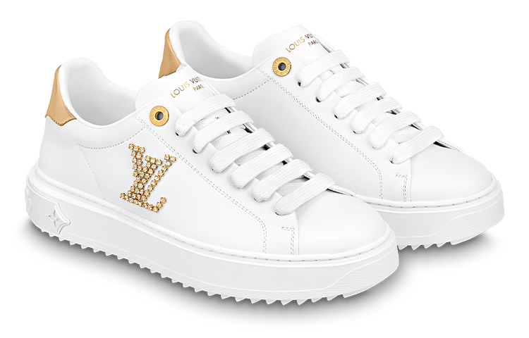 (W) LV Time Out Sneakers 'White with Gold Rhinestone Logo' 圖 3