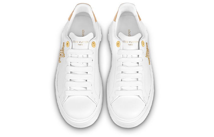 (W) LV Time Out Sneakers 'White with Gold Rhinestone Logo' 圖 4