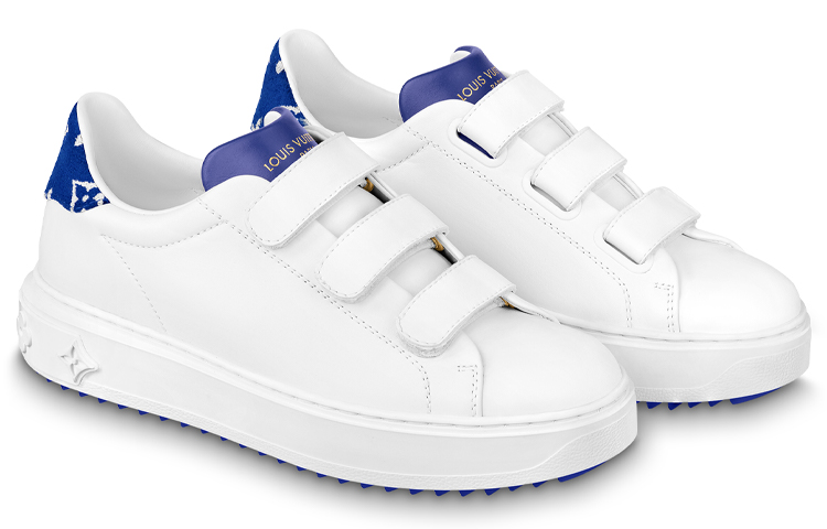 Shop LOUIS VUITTON Time Out 牛皮 低幫 時尚休閒鞋 女款 白藍