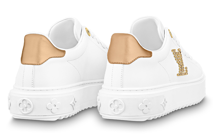 (W) LV Time Out Sneakers 'White with Gold Rhinestone Logo' 圖 5