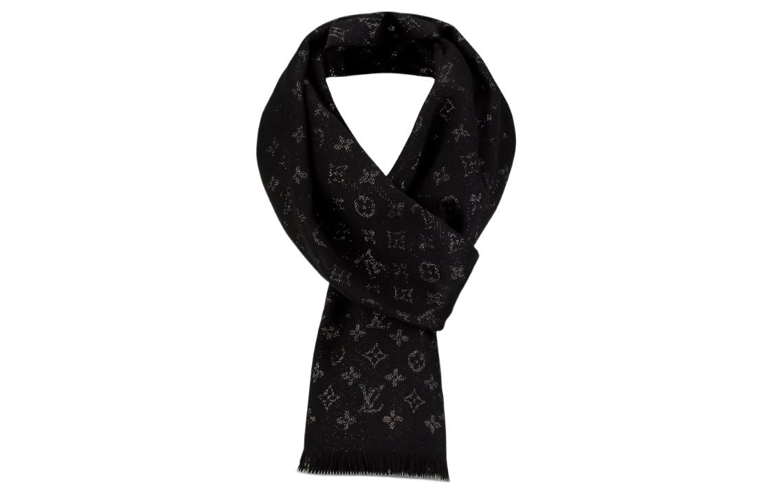 (Women) Louis Vuitton Timeless Shiny Monogram Wool Scarf Women’s Black. M70680 圖 4