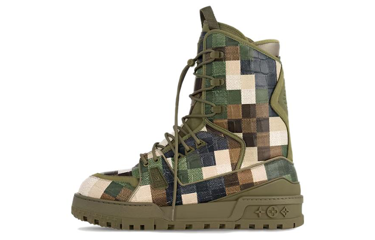 Buy (W) Louis Vuitton Sepatu Boot Pria 'Low-Top Kulit Hijau' 1ACNDT