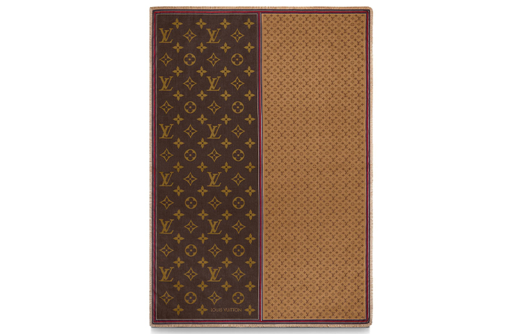 (Women) Louis Vuitton Triangle Print Shawl Wool Scarf Women Deep Brown M76366 圖 4