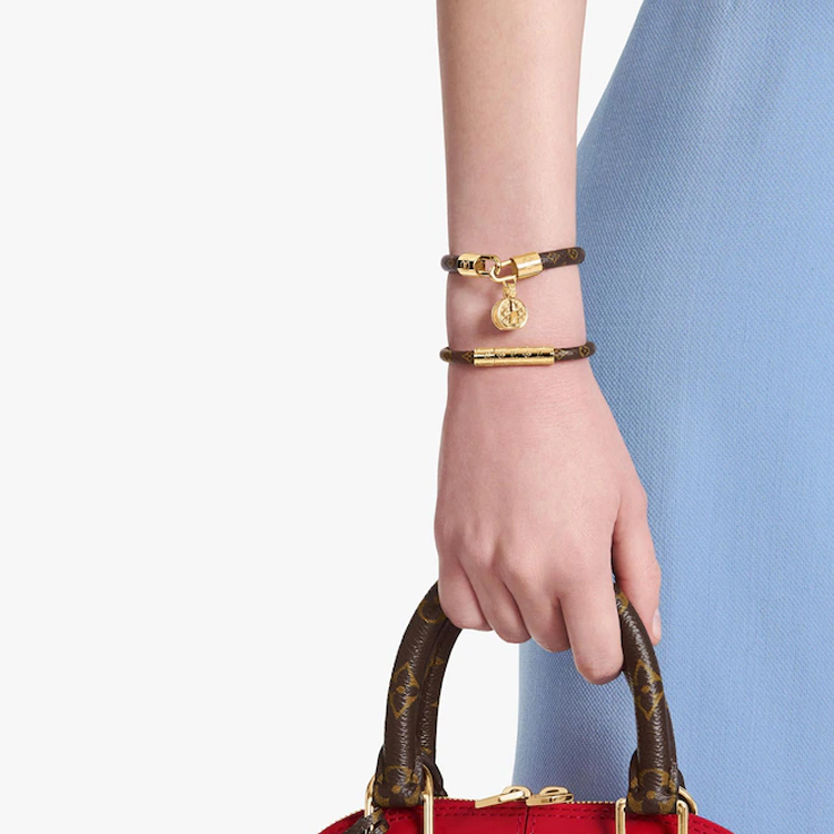 Purchase (W) LOUIS VUITTON Pulsera Marrón Tribute Monograma de Piel de Ternera M6442