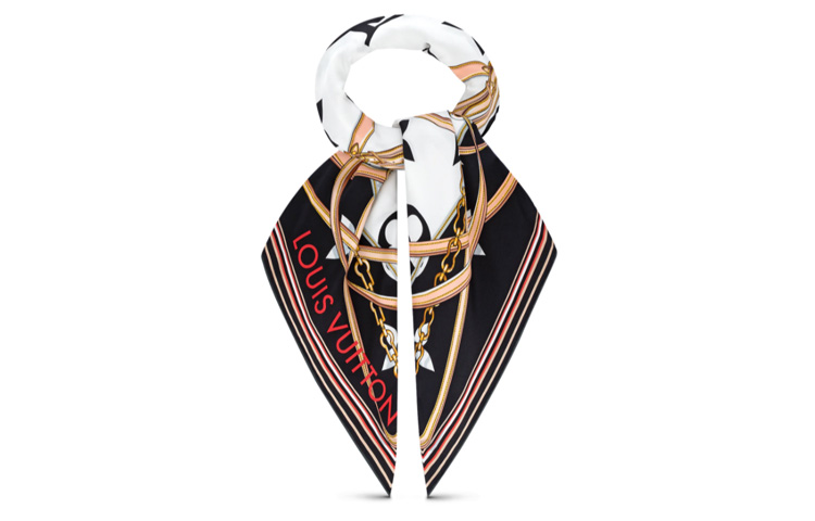 (Women) LOUIS VUITTON Ultimate Monogram Bohemian Scarf for Women - Black & White. M76649 圖 3