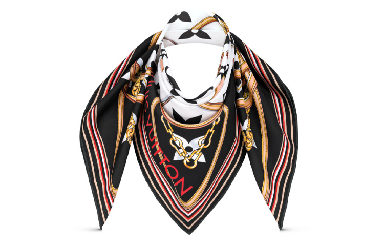 (Women) LOUIS VUITTON Ultimate Monogram Bohemian Scarf for Women - Black & White. M76649 圖 4
