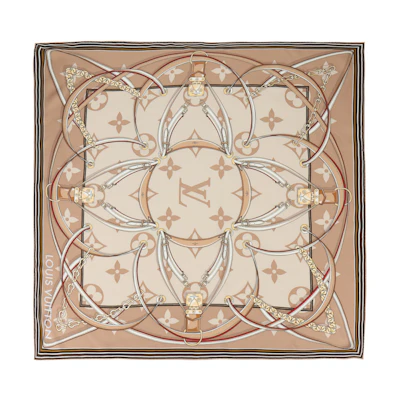 (Women) Louis Vuitton Ultimate Monogram Square Silk Scarf Khaki for Women. M79587