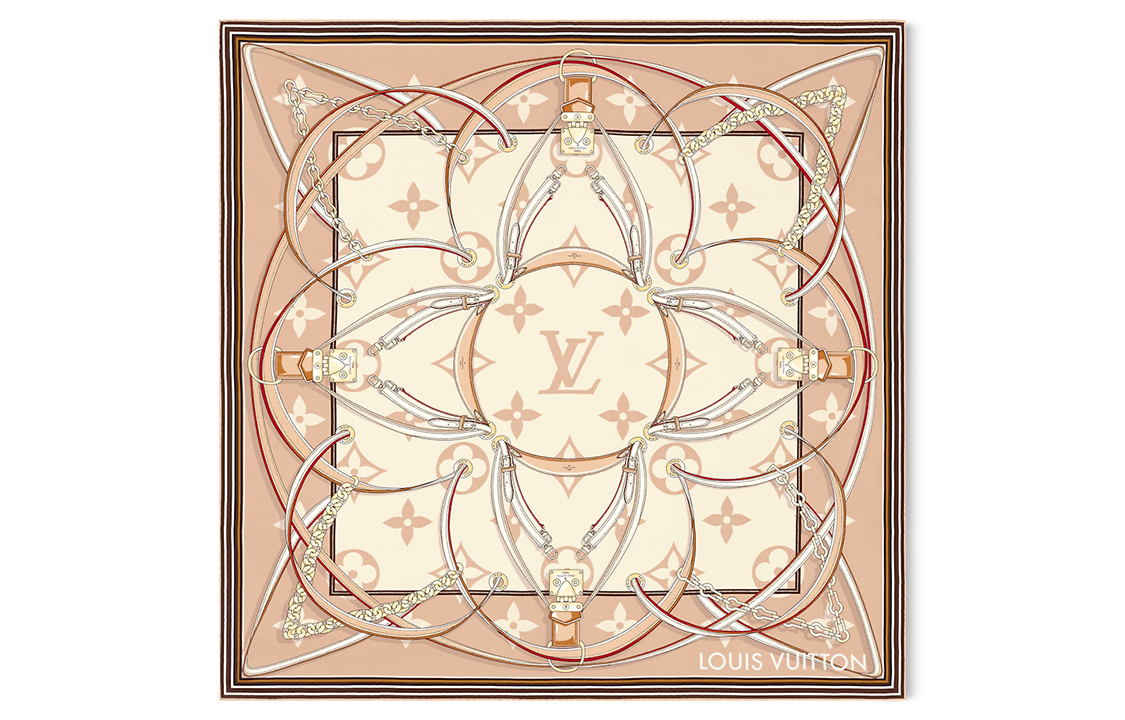 (Women) Louis Vuitton Ultimate Monogram Square Silk Scarf Khaki for Women. M79587 圖 2