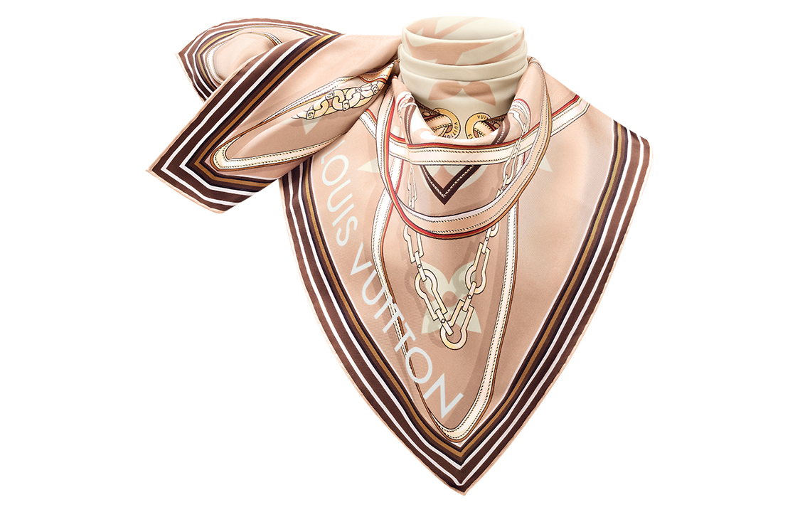 (Women) Louis Vuitton Ultimate Monogram Square Silk Scarf Khaki for Women. M79587 圖 3