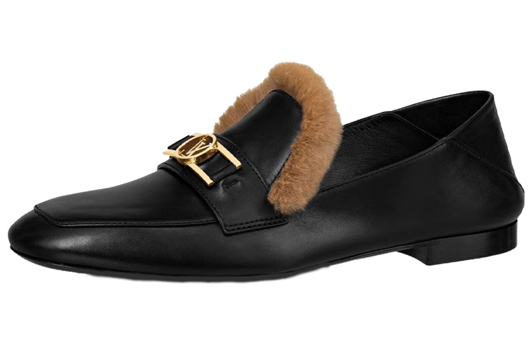 (Women) Louis Vuitton Upper Case 'Calfskin Mink Fur Loafer Black' 1A86UB