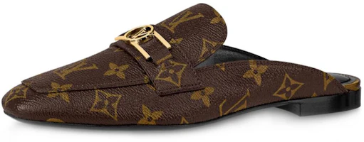 (Women) Louis Vuitton Upper Case Monogram 'Brown Patent Canvas Mule Loafer' 1A884C (Women) Louis Vuitton Upper Case Monogram 'Brown Patent Canvas Mule Loafer' 1A884C