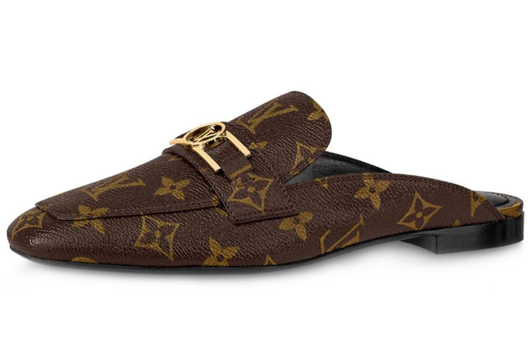 (Women) Louis Vuitton Upper Case Monogram 'Brown Patent Canvas Mule Loafer' 1A884C
