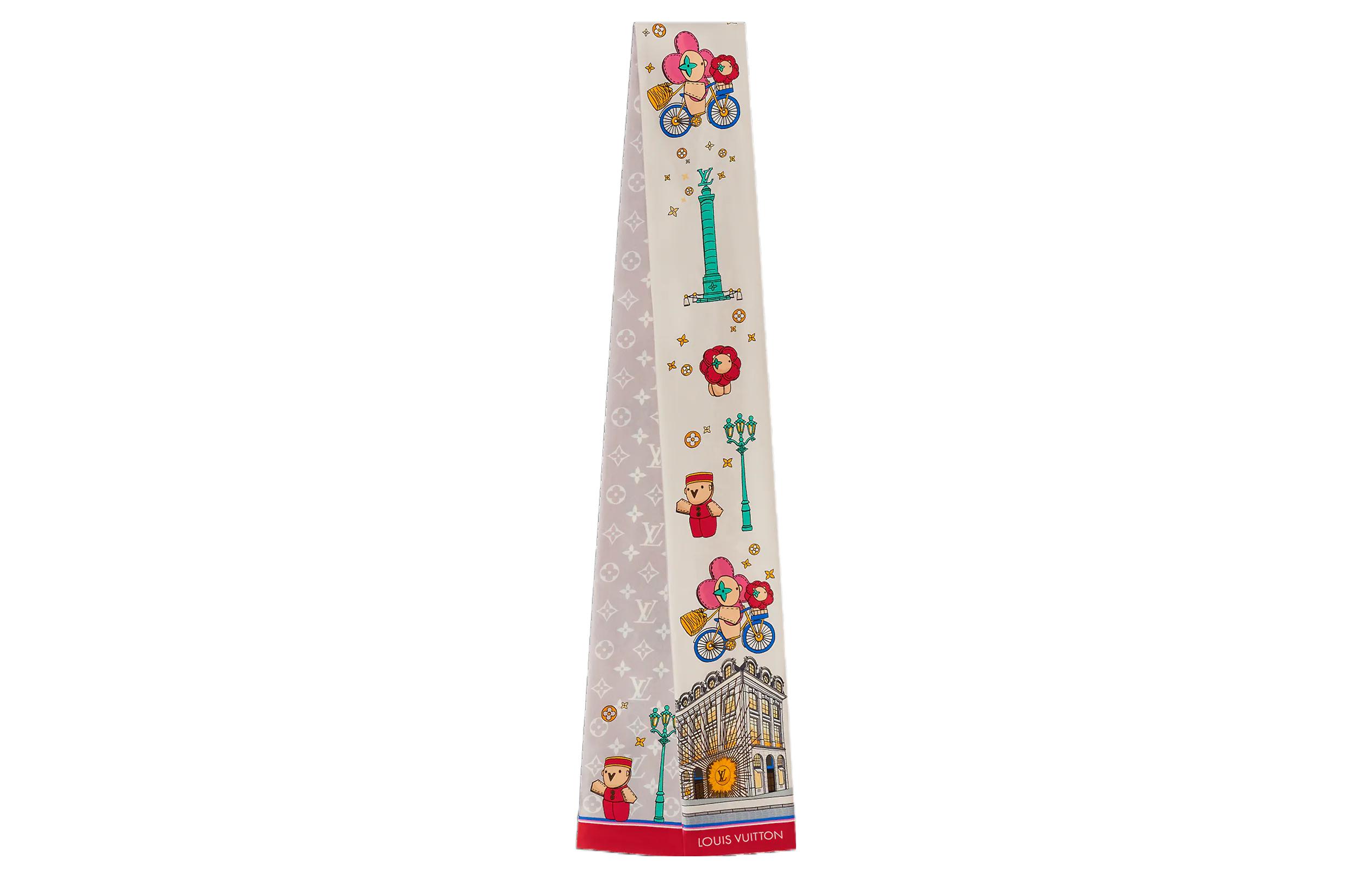 (Women) LOUIS VUITTON Vivienne Cartoon Beige Silk Scarf for Women M77933