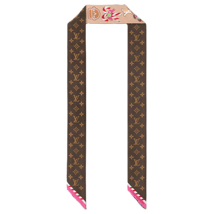 Lookbook (W) 路易威登 Vivienne假日系列双面印花丝巾发带 女款 棕粉双色。 M92634