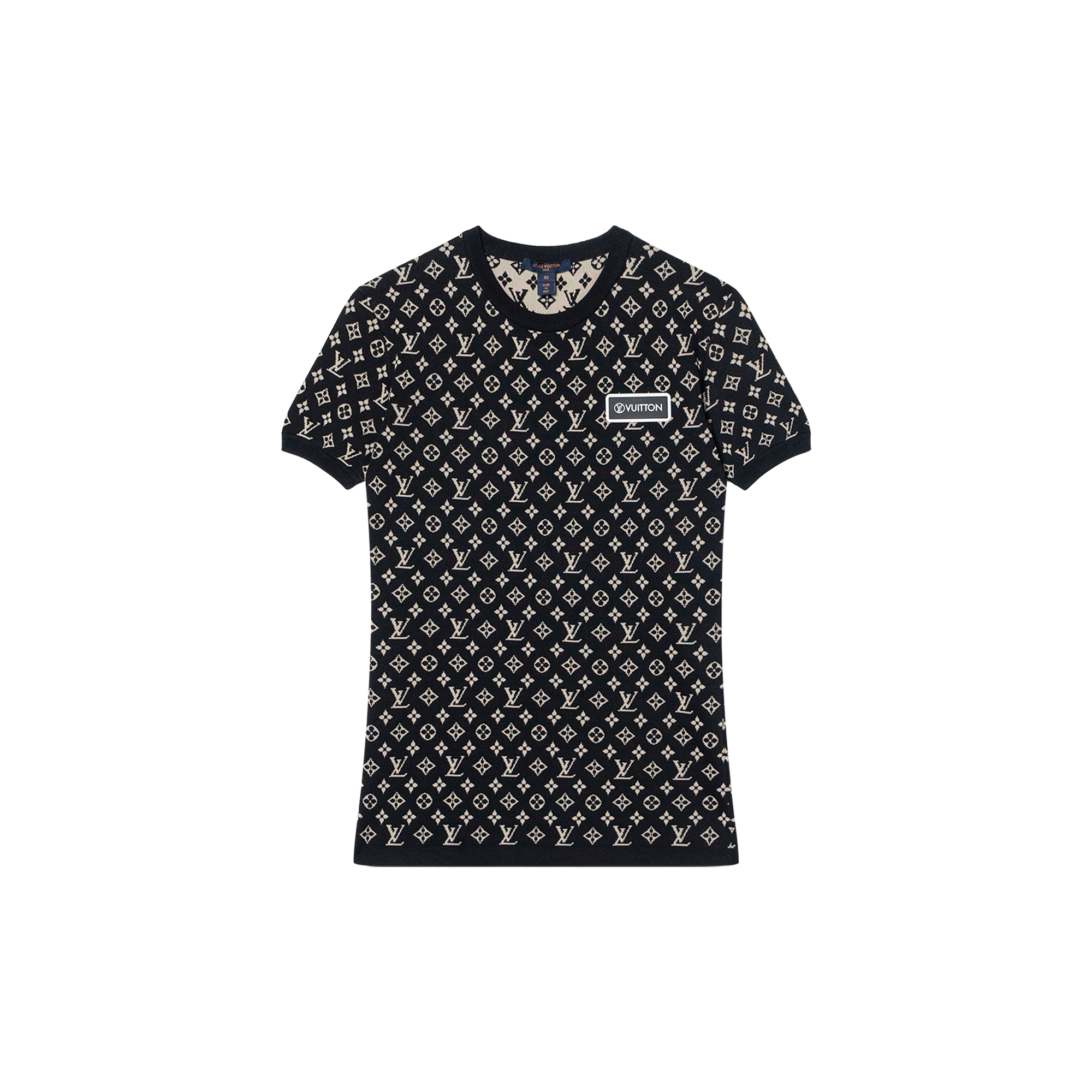 (Women) LOUIS VUITTON Vuittamins Capsule Knit Jacquard Slim Fit Black T-Shirt Women. 1A93HY