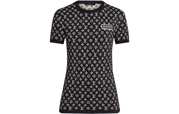 (Women) LOUIS VUITTON Vuittamins Capsule Knit Jacquard Slim Fit Black T-Shirt Women. 1A93HY 圖 2