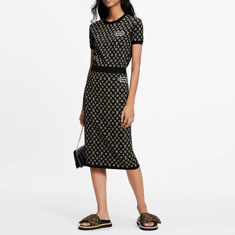 (Women) LOUIS VUITTON Vuittamins Capsule Knit Jacquard Slim Fit Black T-Shirt Women. 1A93HY 圖 3