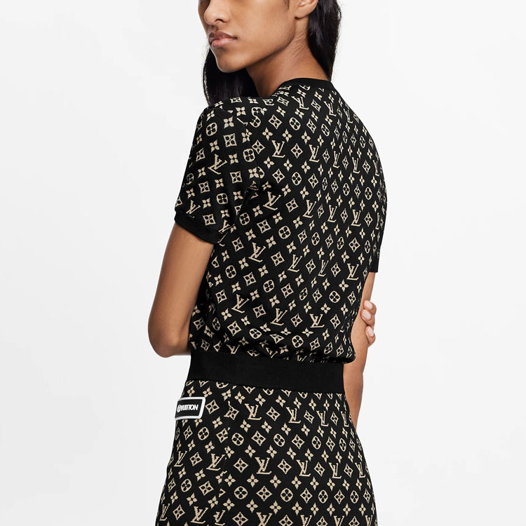 (Women) LOUIS VUITTON Vuittamins Capsule Knit Jacquard Slim Fit Black T-Shirt Women. 1A93HY 圖 4