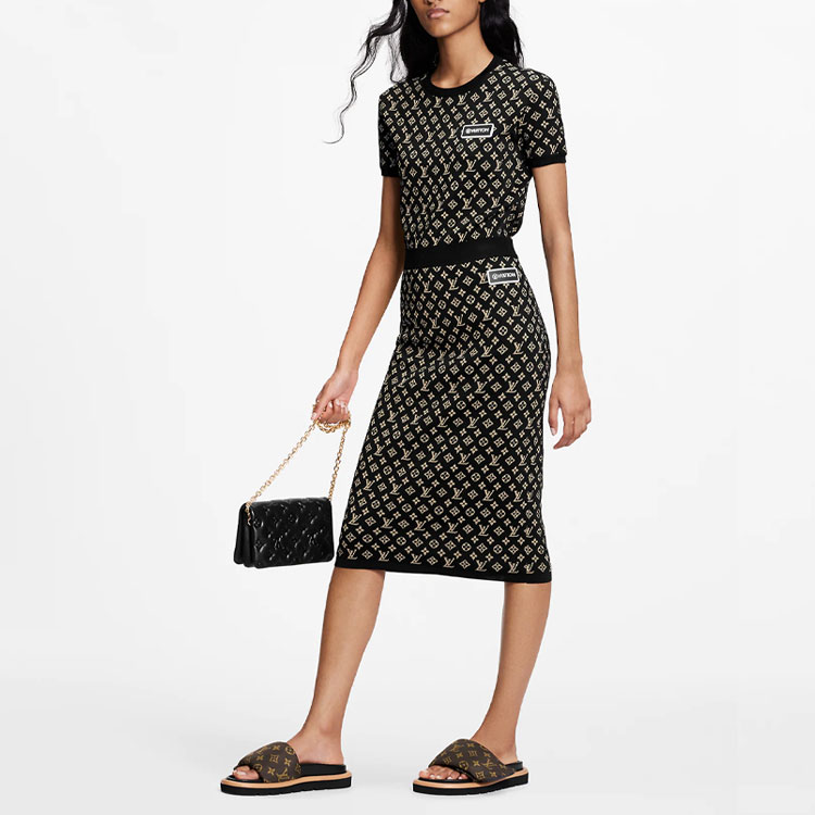 (Women) LOUIS VUITTON Vuittamins Capsule Knit Jacquard Slim Fit Black T-Shirt Women. 1A93HY 圖 5