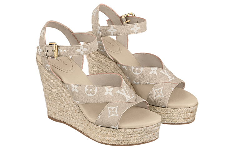 Shop Louis Vuitton 路易威騷 楔形涼鞋 女款 米色