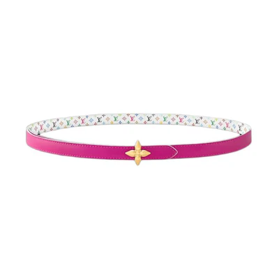 (Women) Louis Vuitton White Leather Belt Monogram Buckle 15CM M8992Q
