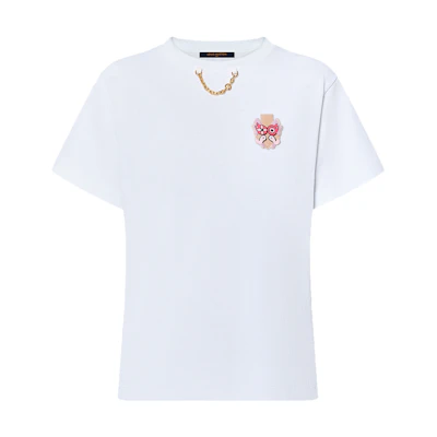 (Women) LOUIS VUITTON White Logo Patch Crew Neck T-Shirt 1AFKEA