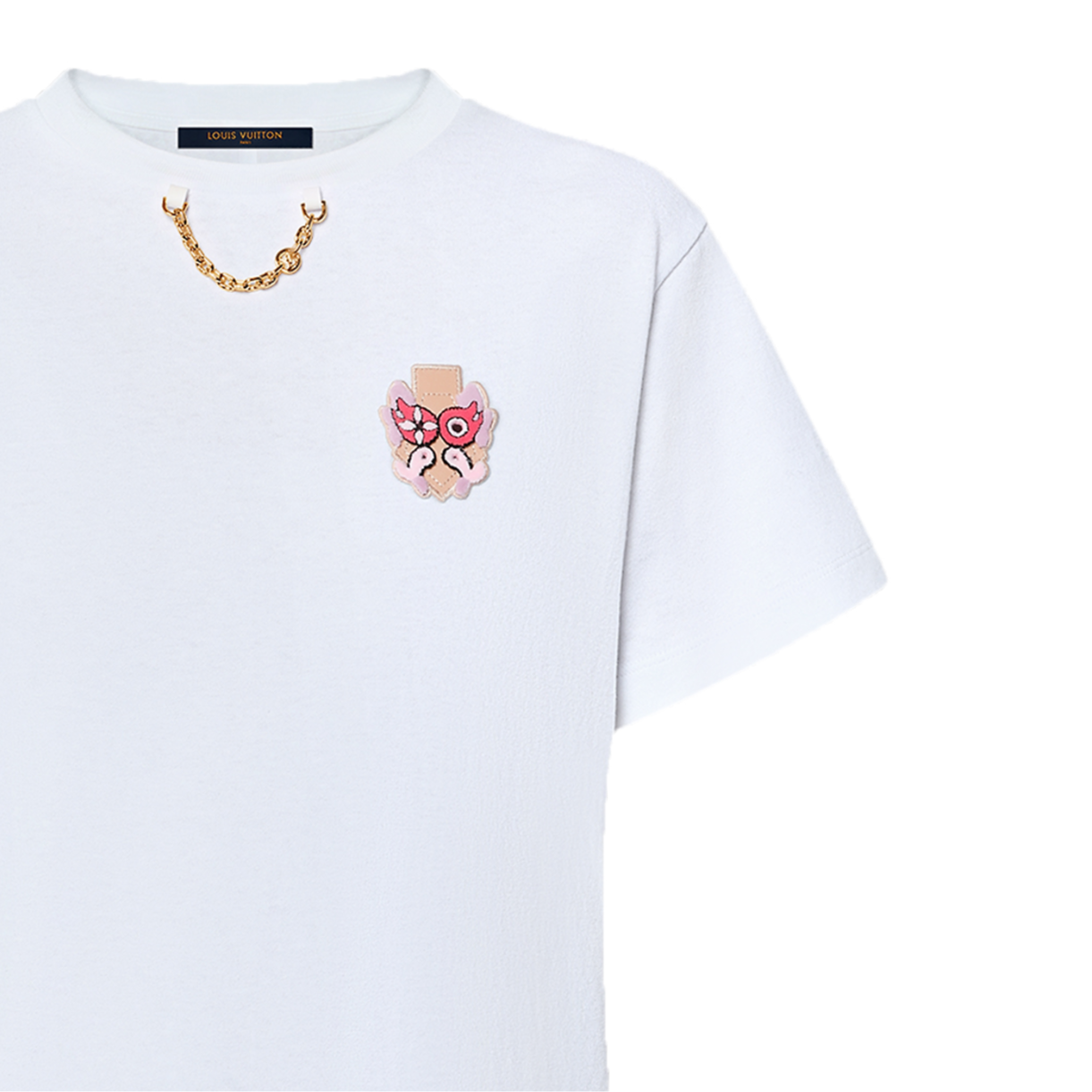 (Women) LOUIS VUITTON White Logo Patch Crew Neck T-Shirt 1AFKEF 圖 5