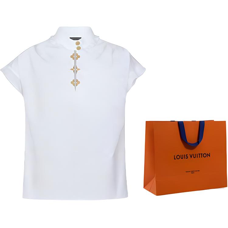 Order (Women) LOUIS VUITTON White Sleeveless Shirt with Solid Logo Print Design. 1A5M07
