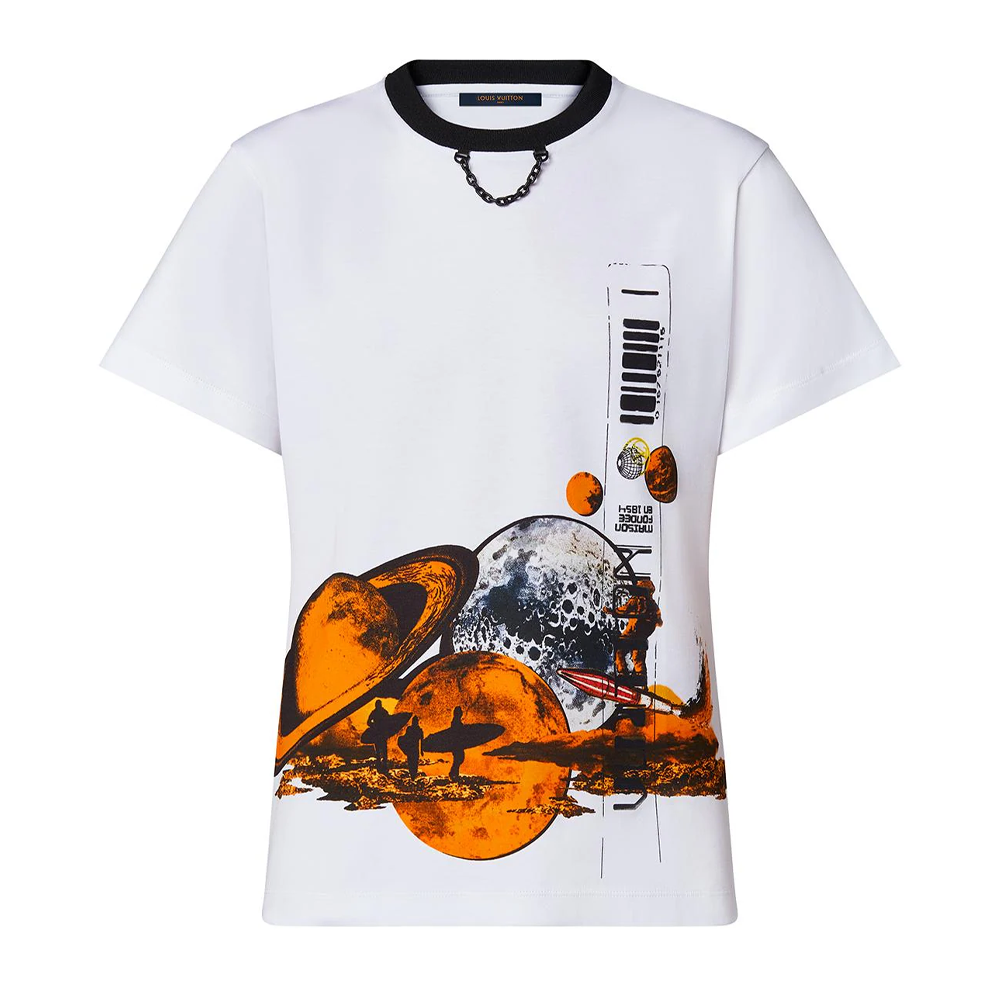 (Women) LOUIS VUITTON White Starry Print Crewneck Short-Sleeve T-Shirt 1A9MVU