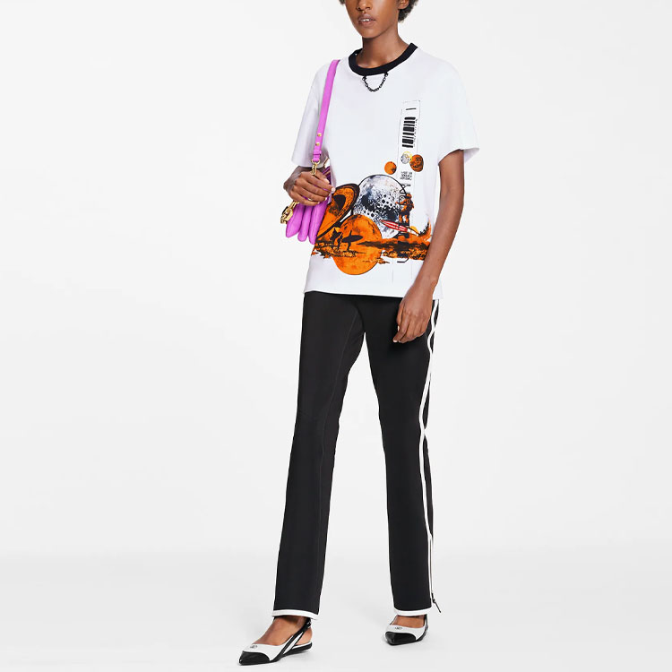 (Women) LOUIS VUITTON White Starry Print Crewneck Short-Sleeve T-Shirt 1A9MVU 圖 3