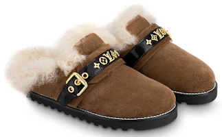 Shop LOUIS VUITTON 路易威登 Winterbreak 翻毛皮拖鞋 女款 棕色