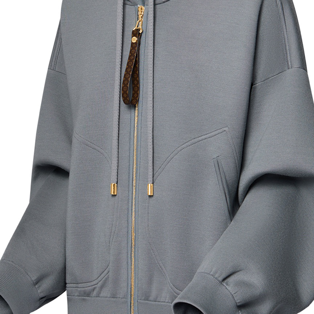 (Women) LOUIS VUITTON Wool-Blend Knit Hoodie Long Sleeve Gray Sweater 1AGCI3 圖 7