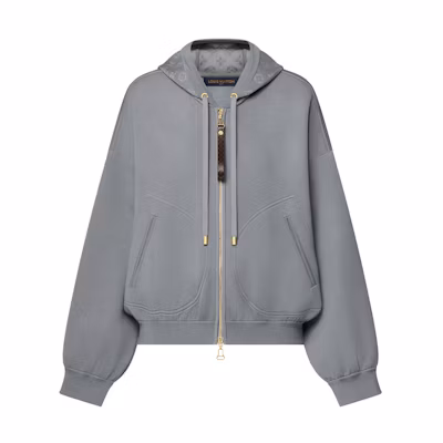 (Women) Louis Vuitton Wool-Blend Knitted Hoodie Gray Long Sleeve Fashion 1AGCI1