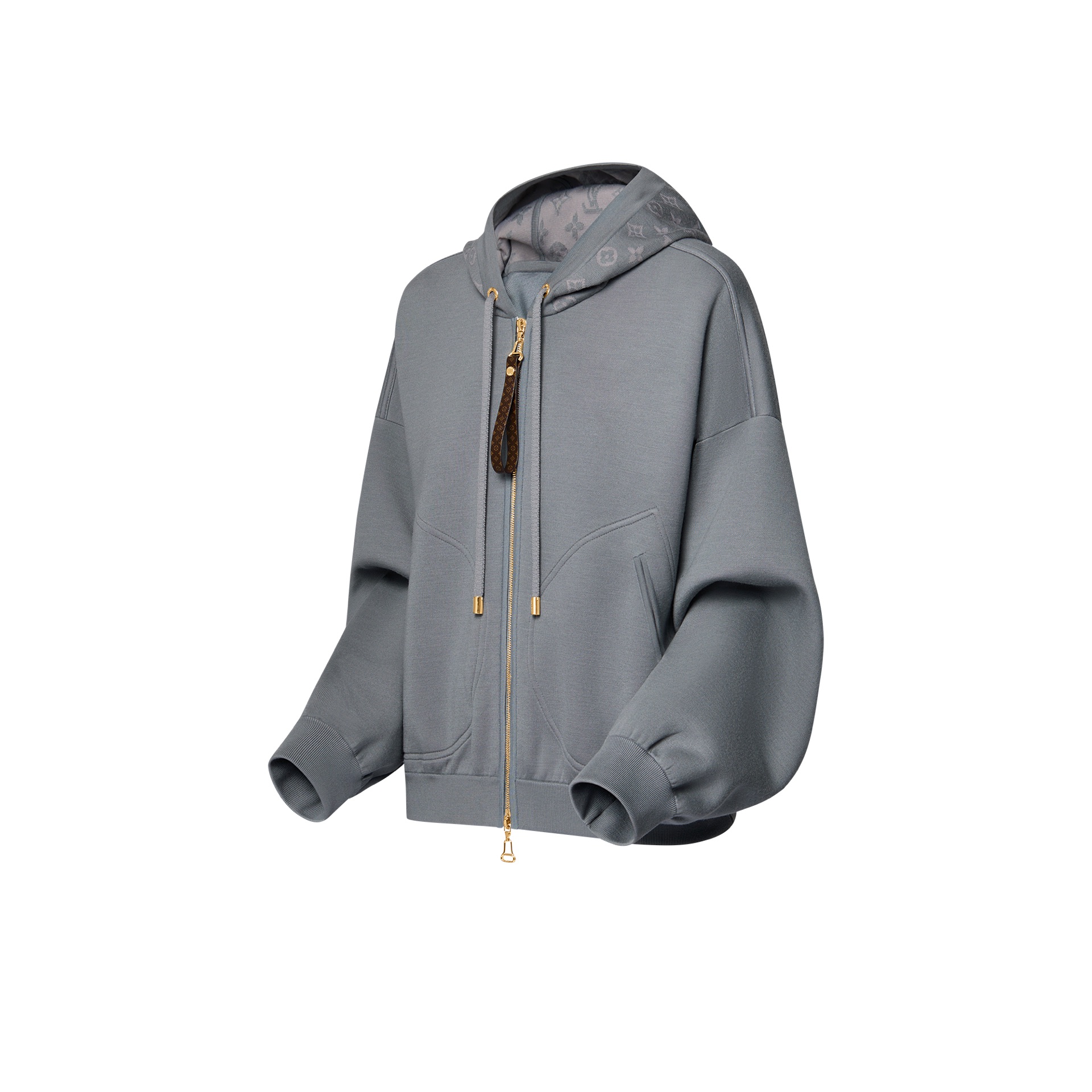 (Women) Louis Vuitton Wool-Blend Knitted Hoodie Gray Long Sleeve Fashion 1AGCI1 圖 4